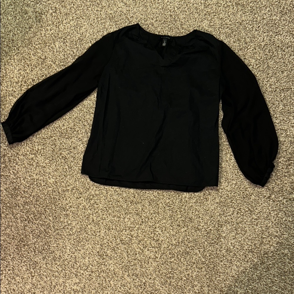 Halston Heritage Black 3/4 Sleeve Relaxed Blouse